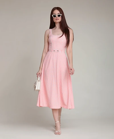 Avec Les Filles Women's Gingham Checkered Midi Dress