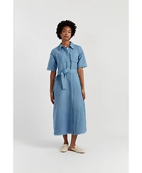 Chinti & Parker Women's Linen-Blend Scallop Shirt Dress