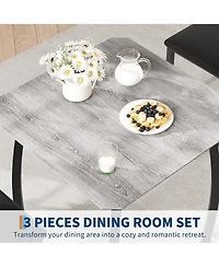 gaomon 3 Piece Dining Table Set for 2, Small Kitchen with 2 Upholstered Chairs and Metal Frame & Wood Tabletop