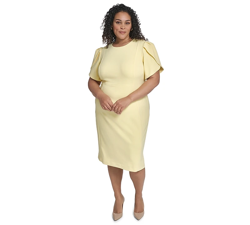 Calvin Klein Plus Tulip Sleeveless Sheath Midi Dress