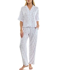 Jaclyn Intimates Women's Button-Up Top and Pull-On Pajama Pants, 2-Piece Set