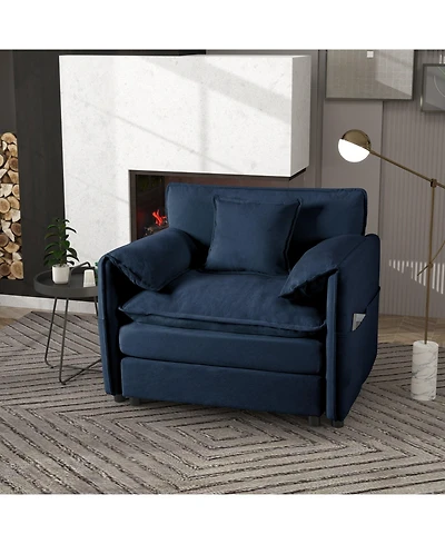 Boyel Living Oversized 41.73" Chenille Armchair with 1 Pillow, Modern Modular Reading Chair for Room or Bedroom, Deep-Seat Diy Sectional