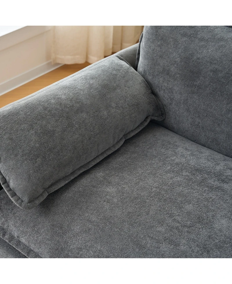Boyel Living Oversized 41.73" Chenille Armchair with 1 Pillow, Modern Modular Reading Chair for Room or Bedroom, Deep-Seat Diy Sectional