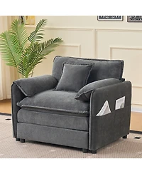 Boyel Living Oversized 41.73" Chenille Armchair with 1 Pillow, Modern Modular Reading Chair for Room or Bedroom, Deep-Seat Diy Sectional