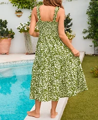 Cupshe Women's V-Neck Pull-On Smocked Beach Dress