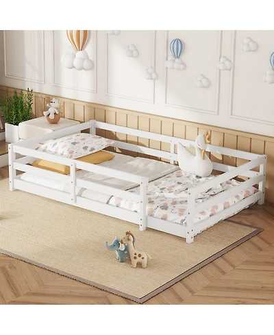 Streamdale Furniture Streamdale Twin Size Montessori Floor Bed with Fence