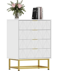 gaomon 4 Drawer Dresser with Wide Storage, Wood Dresser Chest Organizer with Metal Legs, Modern Dressers & Chests of Drawers for Bedroom, Living Room