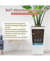 Streamdale Furniture 30" Tall Large Self-Watering Planter with Inner Tray & Water Level Monitor