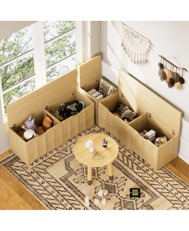 Streamdale Furniture L-Shaped Modular Storage Bench with Cushion