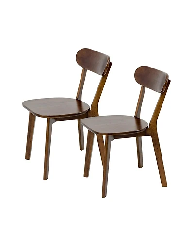 Streamdale Furniture Set of 2 100% Solid Wood Dining Chairs, Mid Century Modern Walnut Chairs.