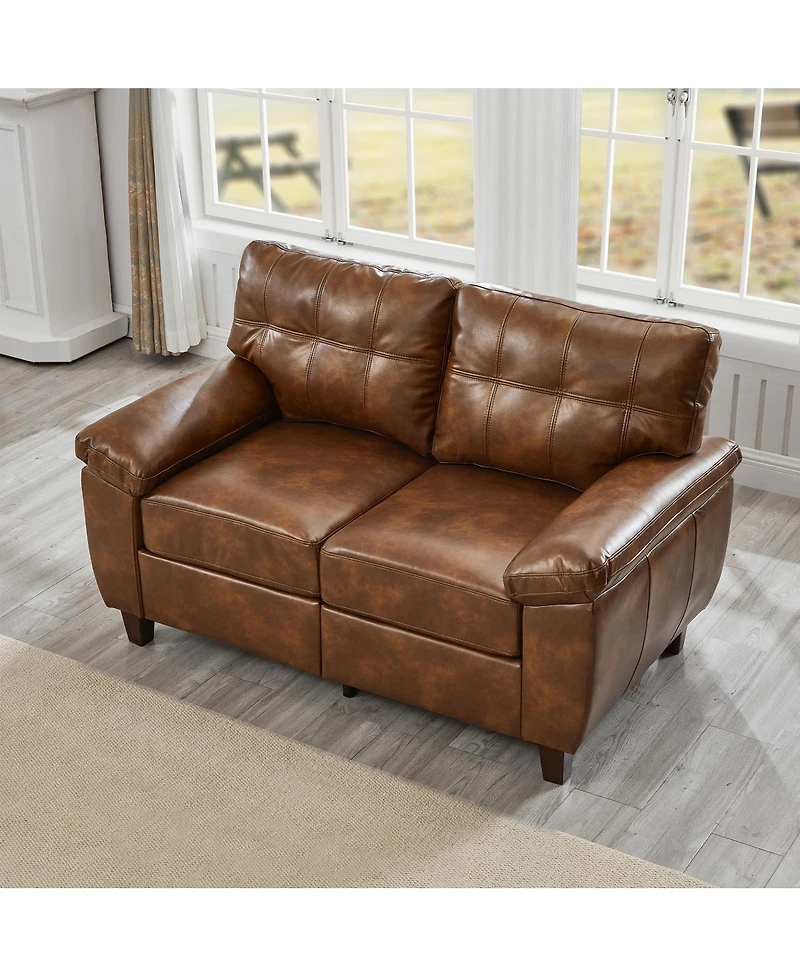 Streamdale Furniture 59" Modern Faux Leather Loveseat Couch with Storage and Big Armrests