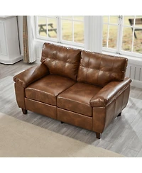 Streamdale Furniture 59" Modern Faux Leather Loveseat Couch with Storage and Big Armrests