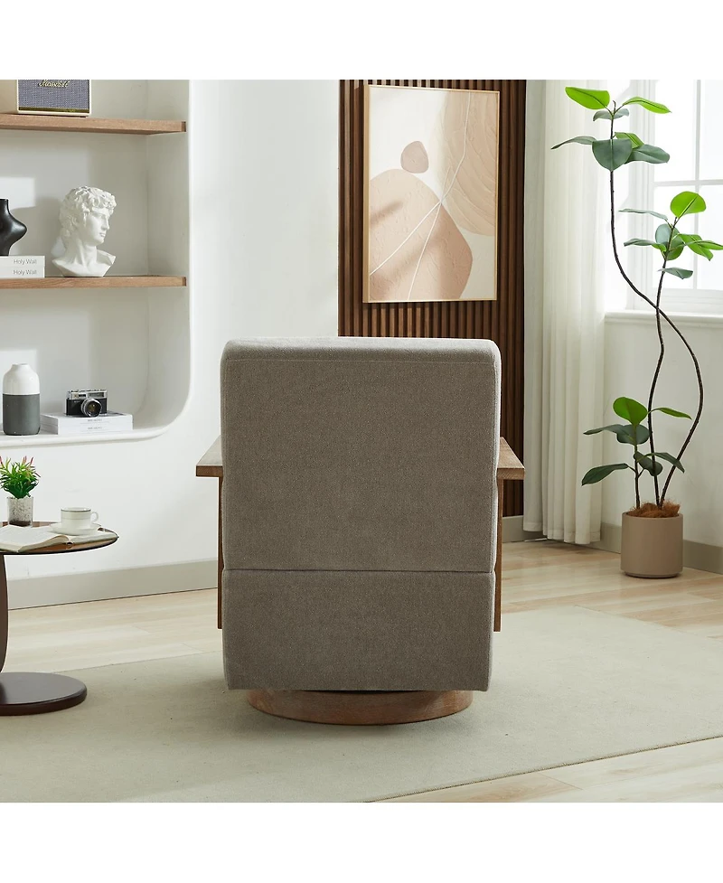 Streamdale Furniture Swivel Upholstered Accent Chair with Solid Wood Armrests