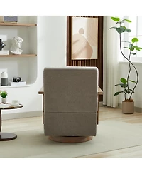 Streamdale Furniture Swivel Upholstered Accent Chair with Solid Wood Armrests