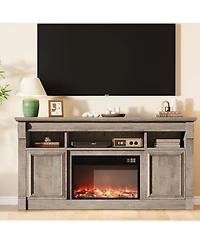 gaomon Farmhouse Fireplace Tv Stand, Entertainment Center with Open Storage Cabinets for TVs