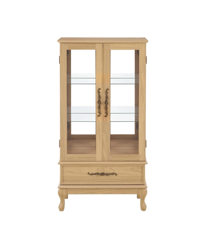 Streamdale Furniture Lighted Curio Cabinet with Adjustable Shelves, 2 Doors, 1 Drawer