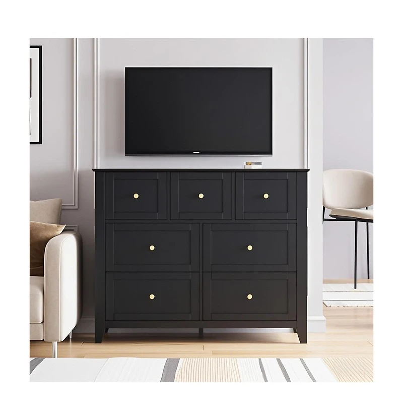 gaomon Modern 7-Drawer Dresser with Metal Handles, Wooden Storage Organizer for Bedroom, Living Room