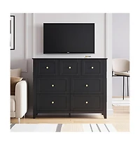 gaomon Modern 7-Drawer Dresser with Metal Handles, Wooden Storage Organizer for Bedroom, Living Room