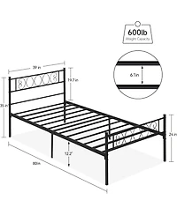 gaomon Twin-xl Bed Frame with Headboard and Footboard for Girls Boys, Metal Platform Iron-Art Sweet Heart, Under Storage