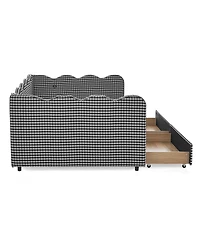 Streamdale Furniture Streamdale Cozy Gingham Daybed with Storage Drawers