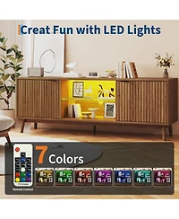 gaomon Tv Stand Entertainment Center with Storage Cabinets,Open Shelves & Power Outlets Media Tv Console Table for Up to 75" Tv