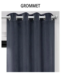 Half Price Drapes Distance Blue Grey Grommet Signature Velvet Blackout Curtain
