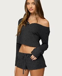 Edikted Women's Teddy Cropped Waffle Top