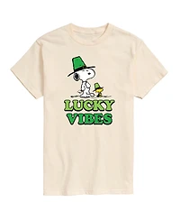 Airwaves Men's Snoopy and Woodstock Lucky Vibes Short-Sleeve Graphic T-Shirt