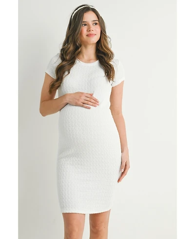 Hello Miz Maternity Crewneck Short-Sleeve Textured Bodycon Dress