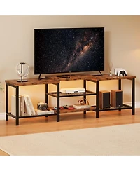 gaomon Tv Stand for Up to 75" TVs with Led Lights and Power Outlet, Open Storage Entertainment Center