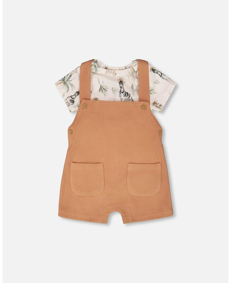 Deux par Baby Boys Cotton Jersey Onesie and Rib Shortall Set