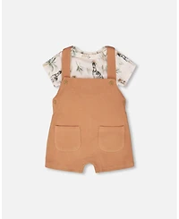 Deux par Baby Boys Cotton Jersey Onesie and Rib Shortall Set