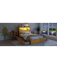 Streamdale Furniture Streamdale Twin Bed with Drawers, Led Light, and Storage Headboard