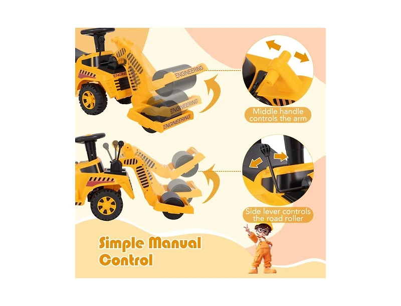 Slickblue Toddler Push Ride-On Car with Adjustable Roller and Storage