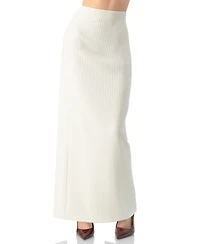 Ivonne Women's Long Ribbed Pencil Skirt with Back Zipper