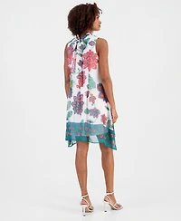 Robbie Bee Women's Printed Mock-Neck Sleeveless Shift Dress