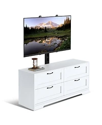 gaomon Tv Stand with Mount and 4 Drawers Storage Fits 32/45/55/65/75/80 Inch TVs,Entertainment Center w/Height Adjustable Mount