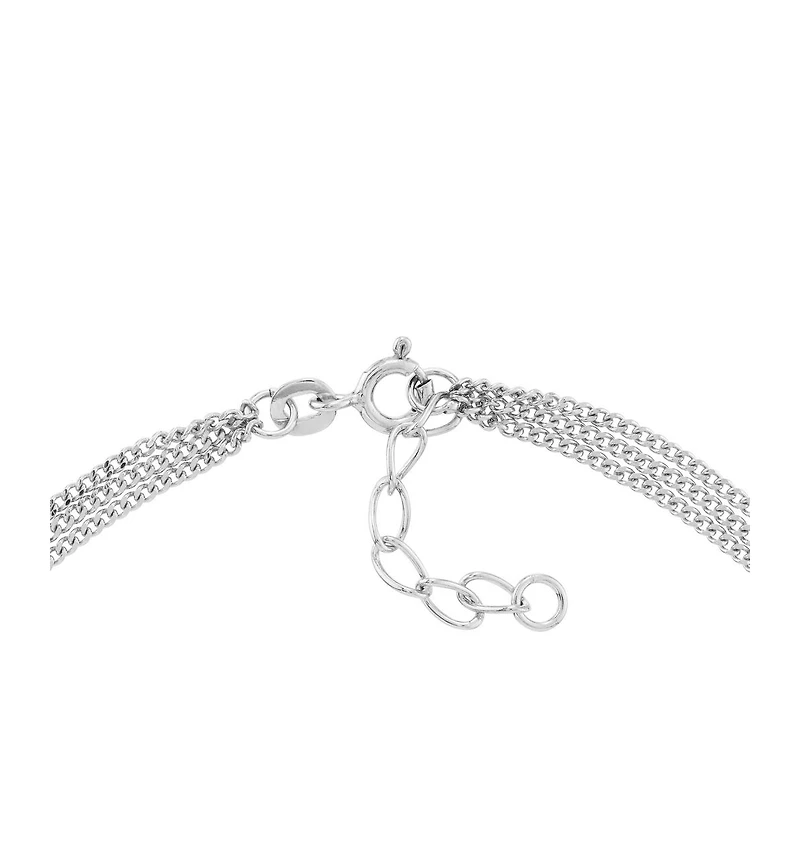 Curata Jewelry 925 Sterling 10 Inch Rhodium Plated Open Love Heart 4 Station 3 Row Anklet Anklet