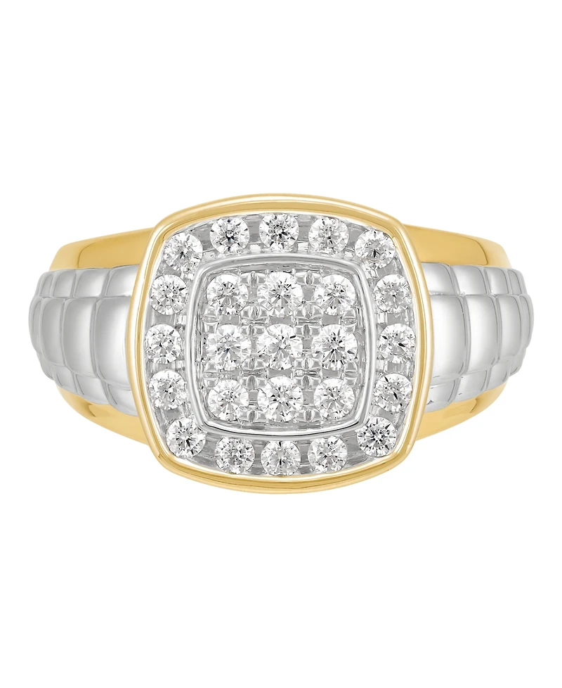 Grown With Love Lab Grown Diamond Cluster Ring (1 ct. t.w.) in 14k Yellow Gold Plated Sterling Silver with Rhodium