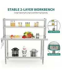 Yigii Stainless Steel Workbench with Shelves for Kitchen, Garage, Workshop