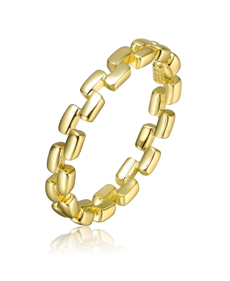 Chic 14K Gold Plated with Round Cubic Zirconia Geometric Stacking Ring