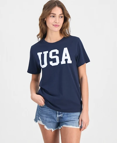 Grayson Threads, The Label Juniors' Usa Crewneck T-Shirt