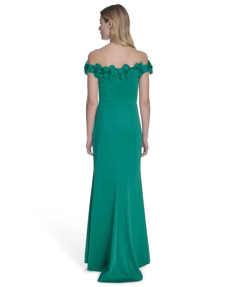 Eliza J Petite Off-The-Shoulder Floor Length Gown