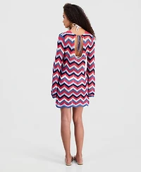 Miken Women's Long-Sleeve Chevron Swim Cover Up Dress, Macy's Exclusive