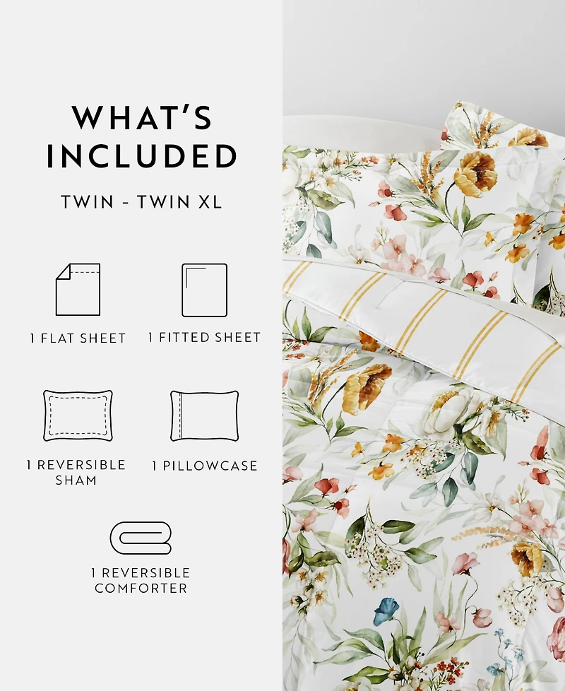 ienjoy Home Bedding Bundle Patterned 5-Piece Comforter Set