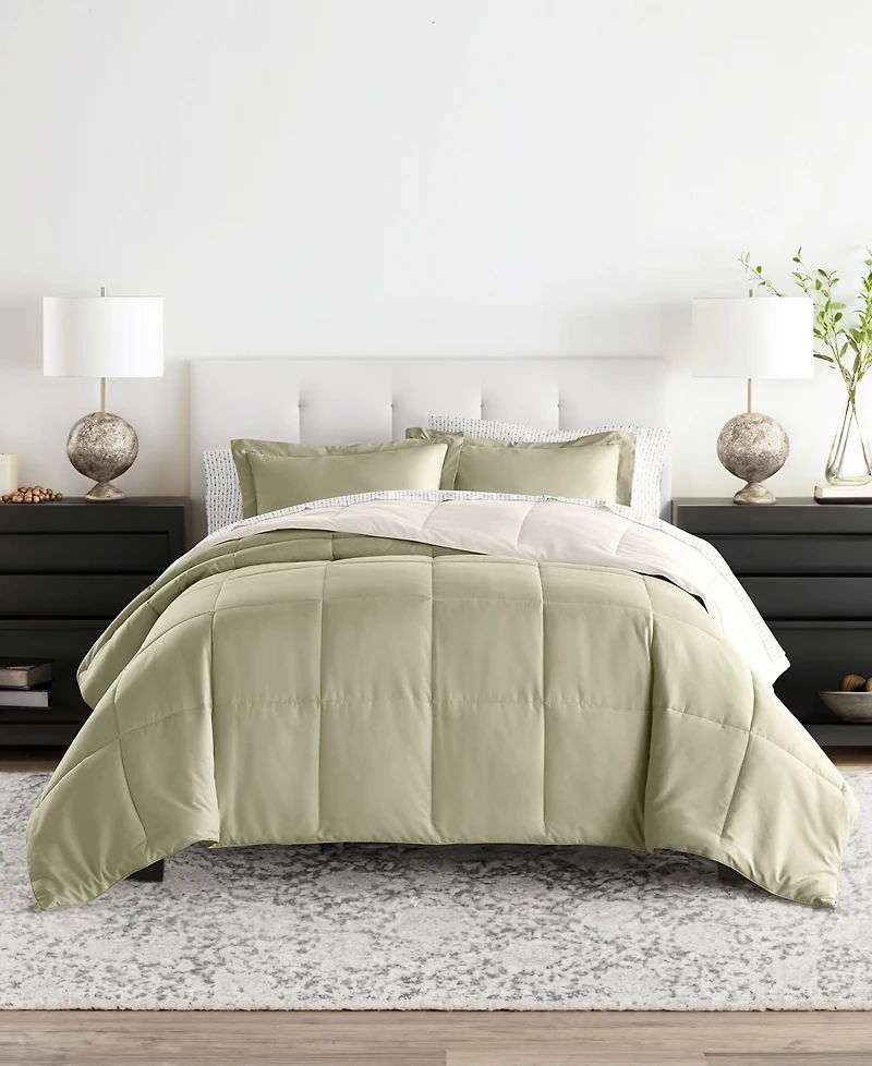ienjoy Home Bedding Bundle Reversible Pattern 7-Piece Comforter Set