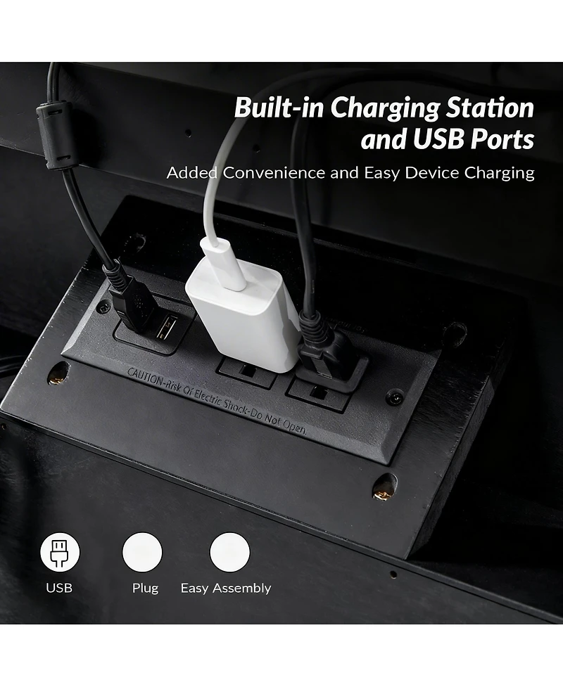 Modern 2-Drawer Side Table with Charging Station