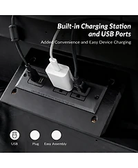 Modern 2-Drawer Side Table with Charging Station