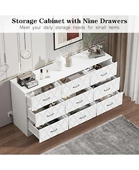Gaomon 9 Drawer Dresser, 63 Dresser for Bedroom with Power Outlet, Modern Hallway, Living Room