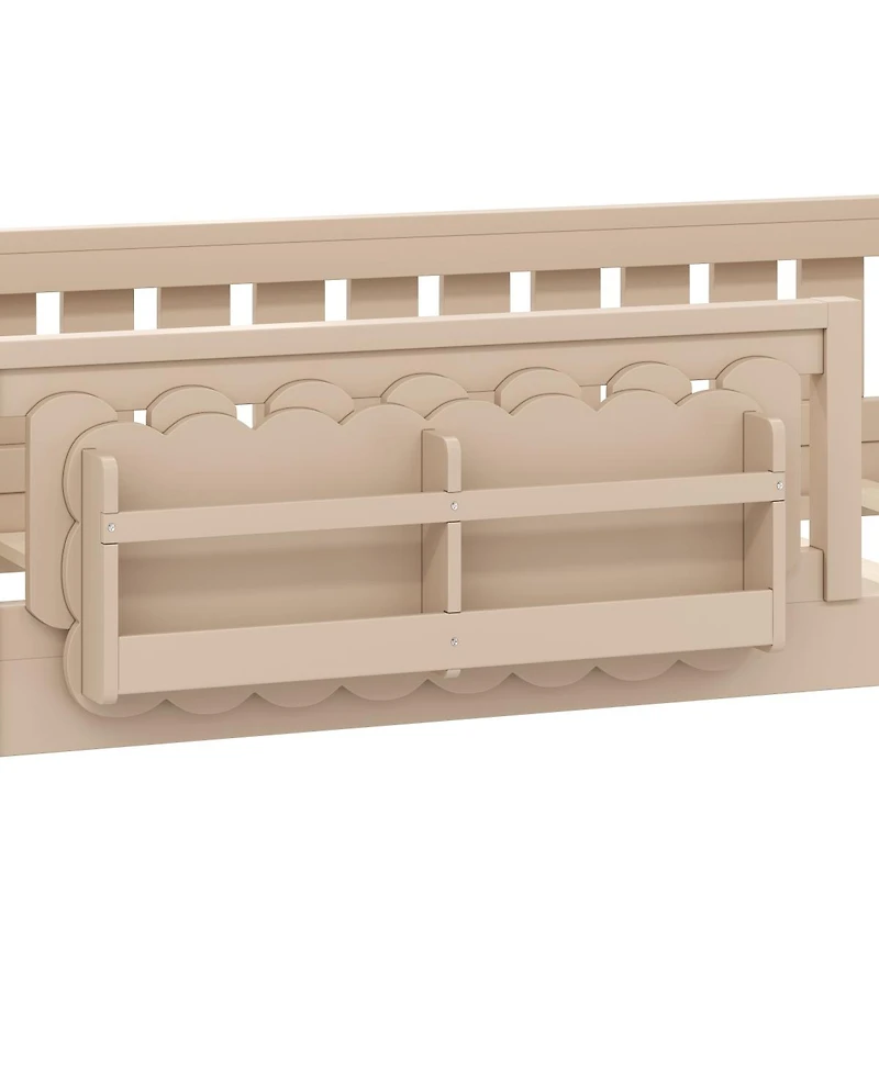 Streamdale Furniture Wood Twin Platform Bed with Guardrail & Storage Shelves